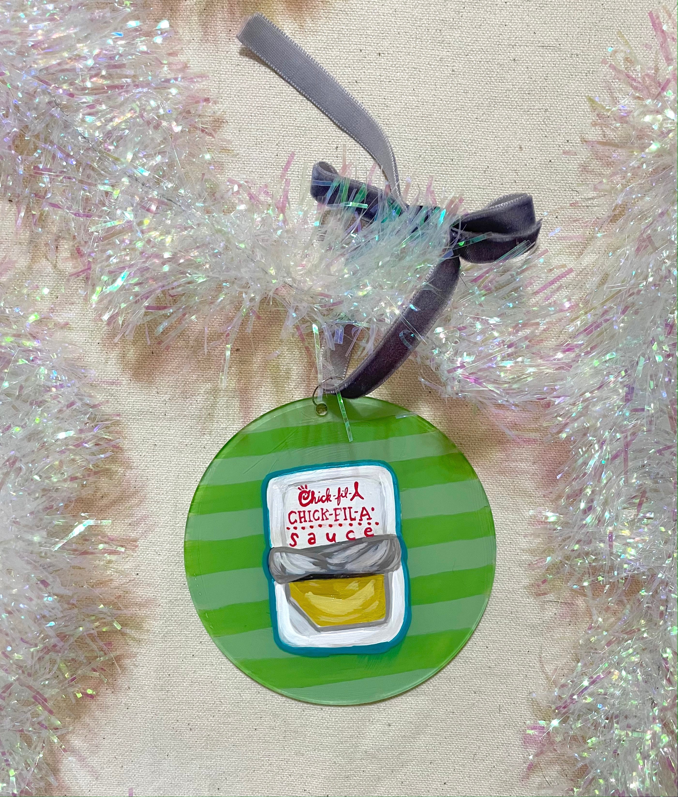 Needlepoint Chick-fil-A ornament